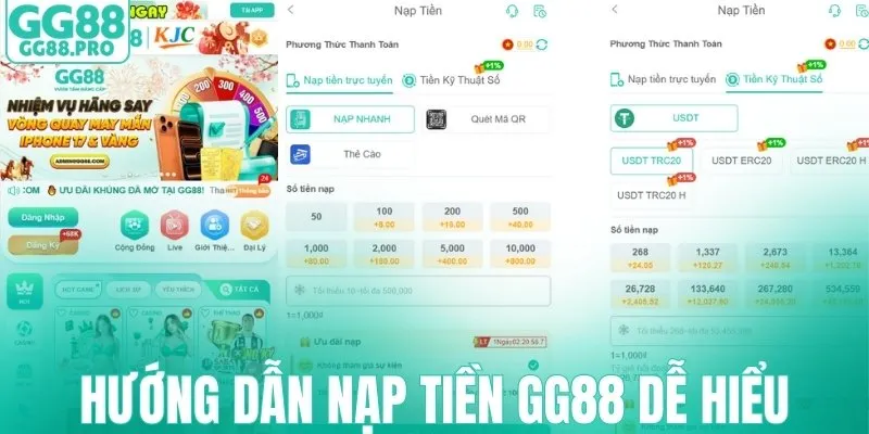 Hướng dẫn nạp tiền GG88 cho người mới cực dễ hiểu